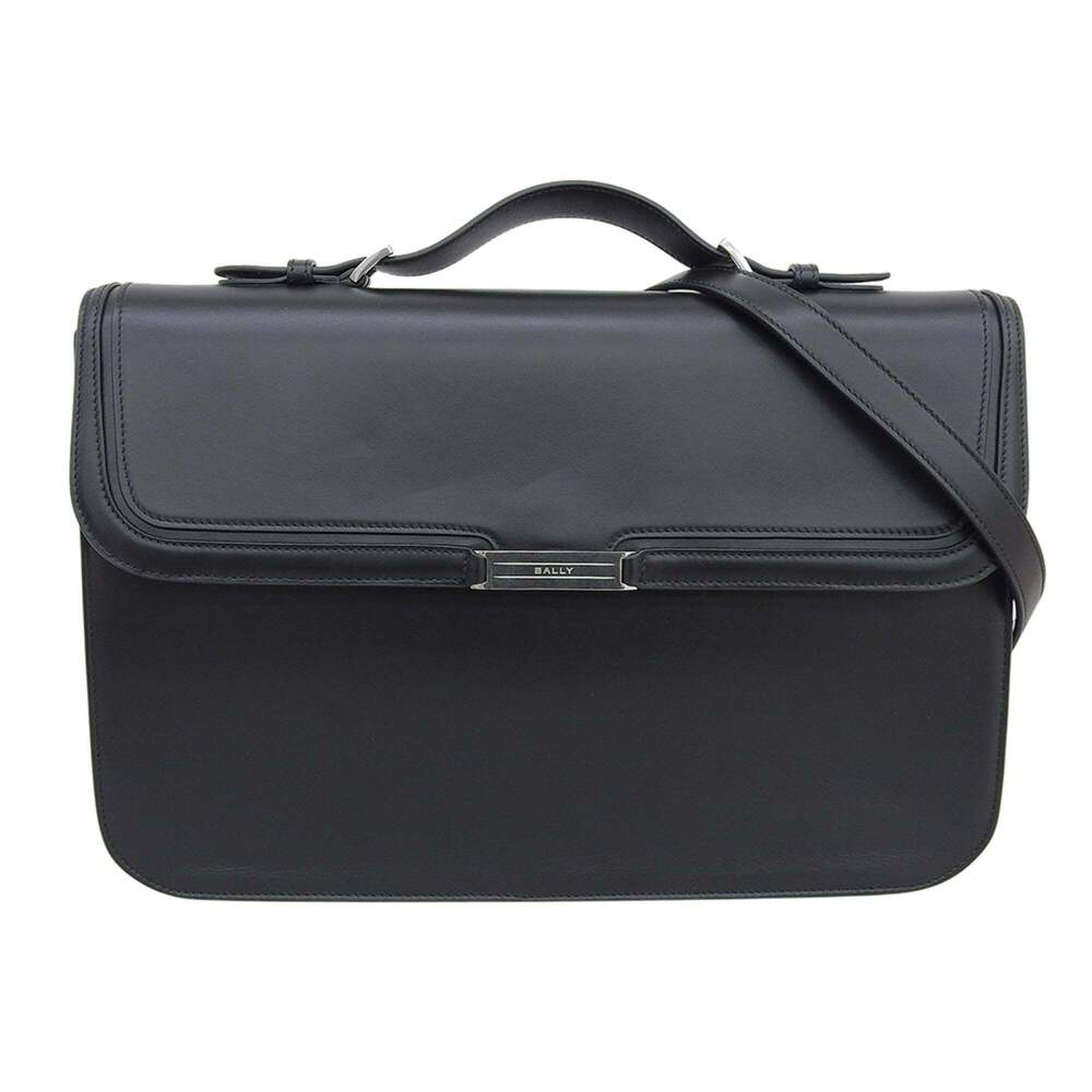 BALLY Leather DEKO 2-Way Briefcase Business Bag for Men, Black